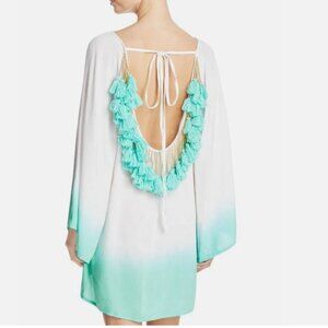 NWT Sundress Indiana Ombre Short Dress Tunic Cover Up White Turquoise Sz XS